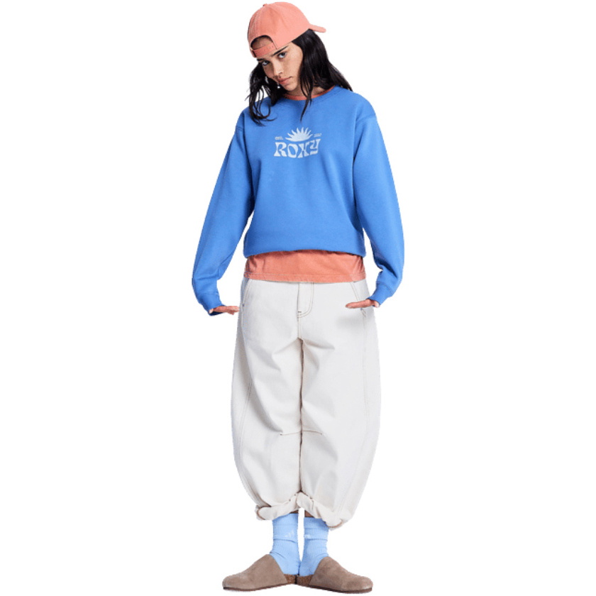 2026 Roxy Womens Surf Stoked Crew Brushed Vint Sweatshirt ERJFT05061 - Dutch Blue